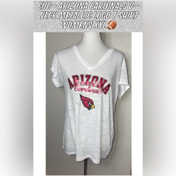 EUC- Arizona Cardinals Football V-neck Metallic Logo T Shirt Womens Size XXL🏈 - Picture 7 of 7